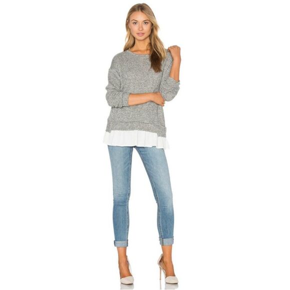 maven west Ruffle Hem Sweatshirt in Heather Grey Preppy - Picture 3 of 11